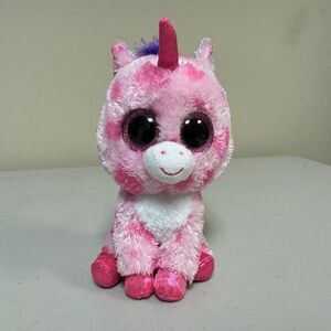 TY Beanie Boos Sugar Pie Unicorn Pink Plush Glitter Stuffed Animal Sparkle Toy